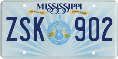 MS license plate ZSK902