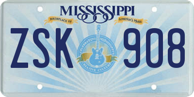 MS license plate ZSK908