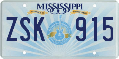 MS license plate ZSK915