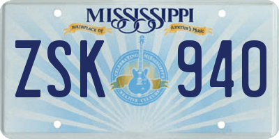 MS license plate ZSK940