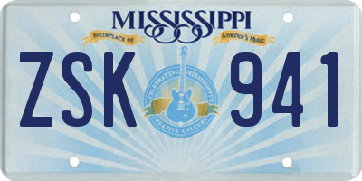 MS license plate ZSK941