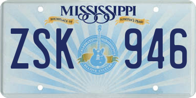 MS license plate ZSK946