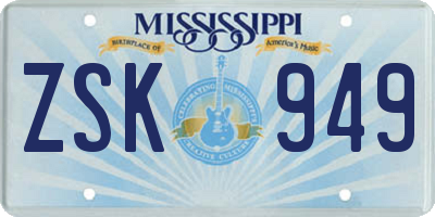 MS license plate ZSK949