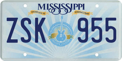 MS license plate ZSK955