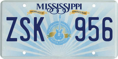 MS license plate ZSK956