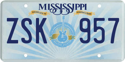 MS license plate ZSK957