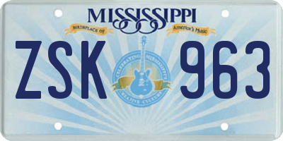 MS license plate ZSK963