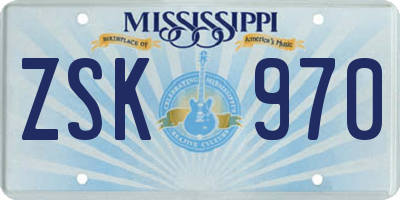 MS license plate ZSK970
