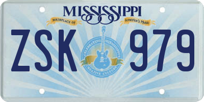 MS license plate ZSK979