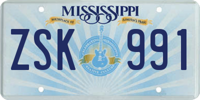 MS license plate ZSK991