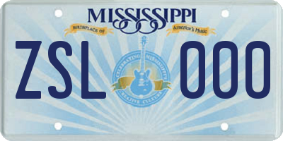 MS license plate ZSL000