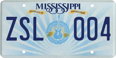 MS license plate ZSL004