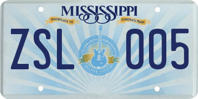 MS license plate ZSL005