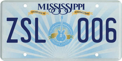 MS license plate ZSL006