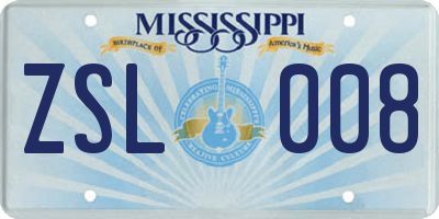 MS license plate ZSL008