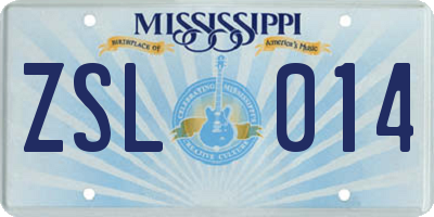MS license plate ZSL014