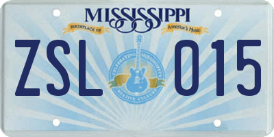 MS license plate ZSL015