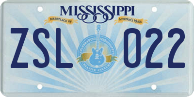 MS license plate ZSL022