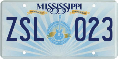 MS license plate ZSL023