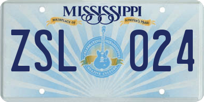MS license plate ZSL024