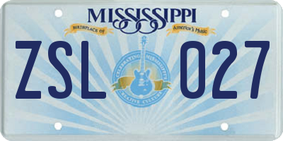 MS license plate ZSL027