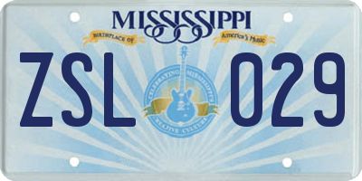 MS license plate ZSL029