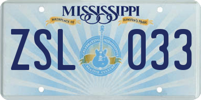 MS license plate ZSL033