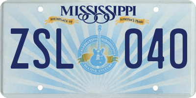 MS license plate ZSL040