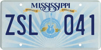 MS license plate ZSL041