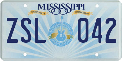MS license plate ZSL042