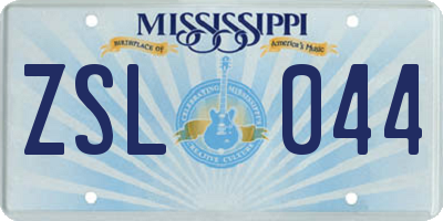 MS license plate ZSL044