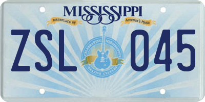 MS license plate ZSL045
