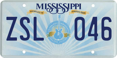 MS license plate ZSL046