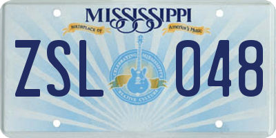 MS license plate ZSL048