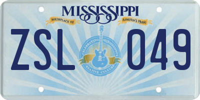 MS license plate ZSL049