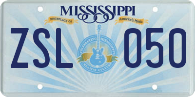 MS license plate ZSL050