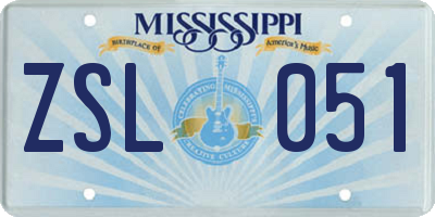 MS license plate ZSL051
