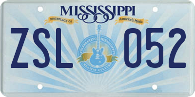 MS license plate ZSL052