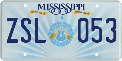 MS license plate ZSL053