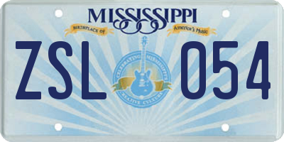 MS license plate ZSL054