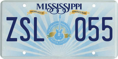 MS license plate ZSL055