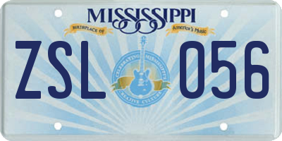 MS license plate ZSL056