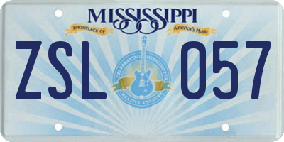 MS license plate ZSL057