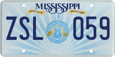 MS license plate ZSL059