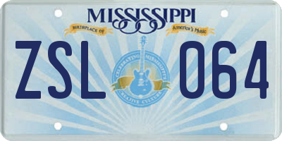 MS license plate ZSL064