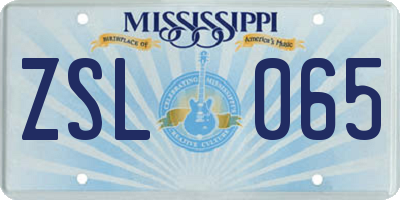 MS license plate ZSL065