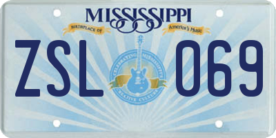MS license plate ZSL069