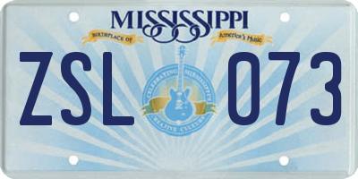MS license plate ZSL073