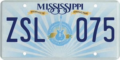 MS license plate ZSL075