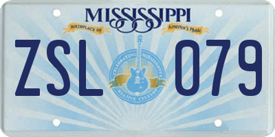 MS license plate ZSL079